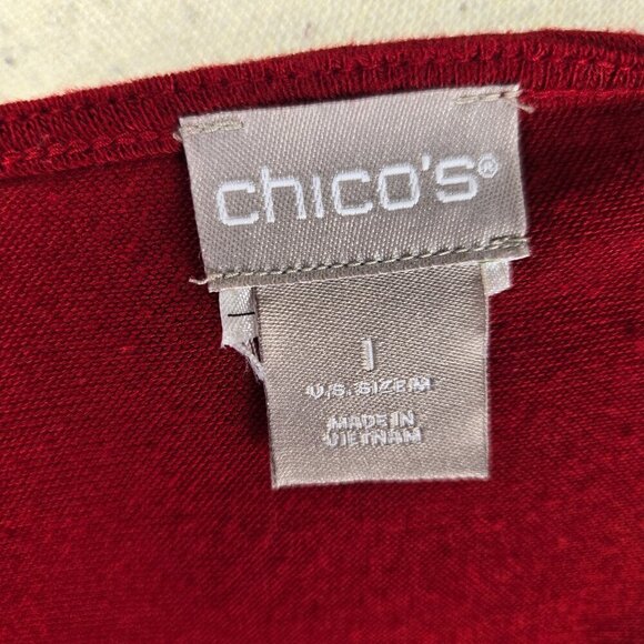 Chico’s Size 1 (US Med) Dark Red Swing Dress/Tunic Long Sleeve Pockets - Picture 12 of 14